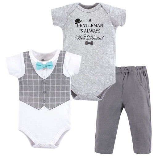 Little Treasure Baby Boy Cotton Bodysuit and Pant Set, Well Dressed