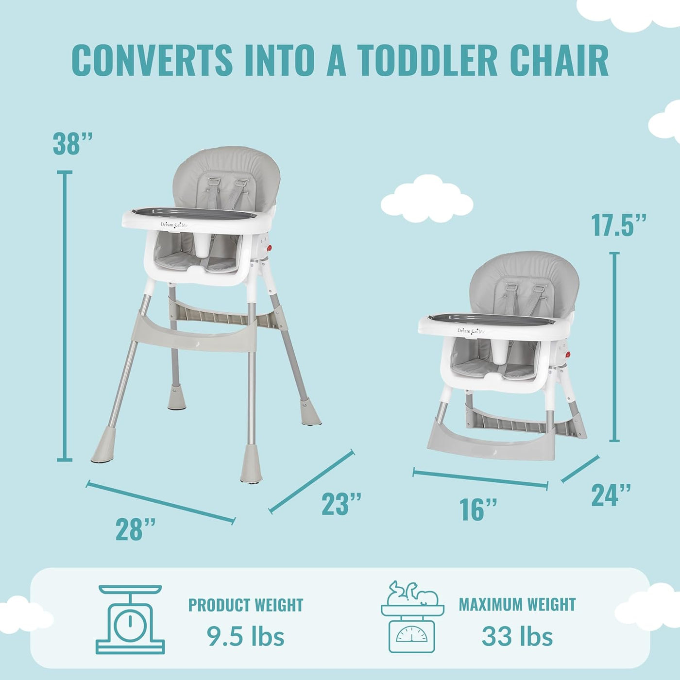 Dream On Me Portable 2-In-1 Table Talk High Chair — buybuy BABY