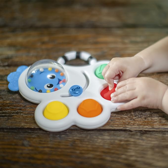 Baby Einstein Octopus 3-in-1 Bubble Pop Dimple Fidget Toy and BPA Free Teether