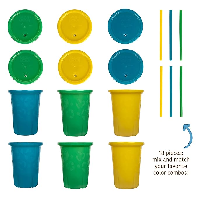 The First Years GreenGrown Reusable Spill-Proof Straw Toddler Cups - Blue