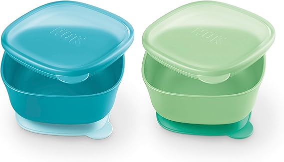 NUK for Nature™ Suction Bowl and Lid, Stormy Blue and Misty Meadow