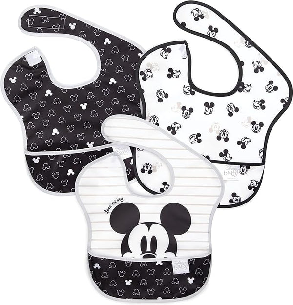 Disney SuperBib® 3 Pk: Mickey Mouse (Love Mickey/Icon B+W/Face B+W)