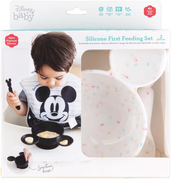 Disney Silicone First Feeding Set w/ Spoon: Mickey Mouse (Vanilla Sprinkle)