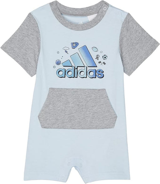Adidas Baby Boy's Shortie Color-Block Romper in Light Blue