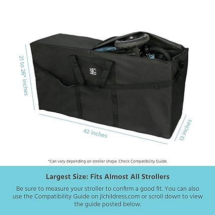 J.L. Childress Single & Double Stroller Travel Bag, Black