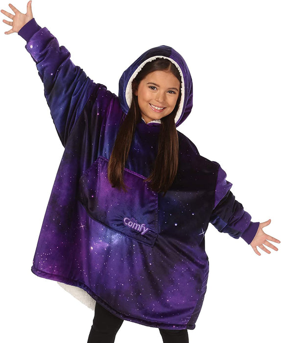 The Comfy Original Jr Oversized Microfiber Wearable Blanket for Kids, Galaxy