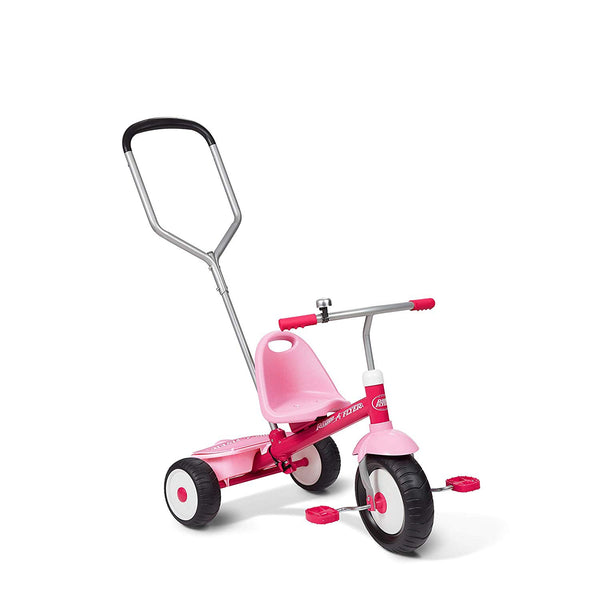 Radio Flyer Deluxe Steer and Stroll Kids Tricycle, Pink