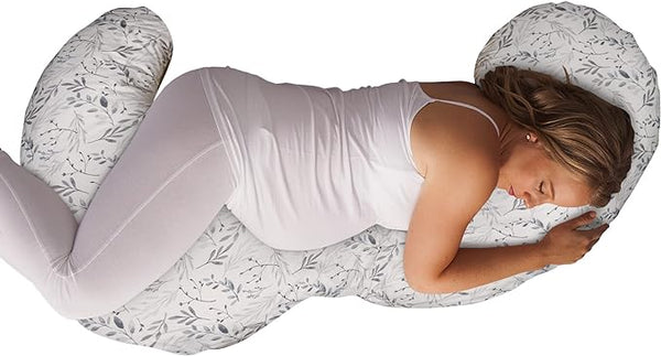 Boppy Slipcovered Total Body Pregnancy Pillow - Grey Scattered Leaves