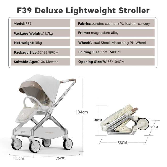 Hot Mom Deluxe Ultra-Light Baby Stroller with Intelligent Reversing Seat & Anti-Shock Tires