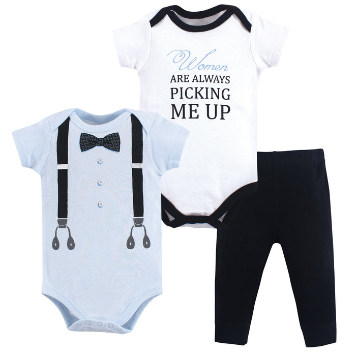 Little Treasure Baby Boy Cotton Bodysuit and Pant Set, Ladies Man