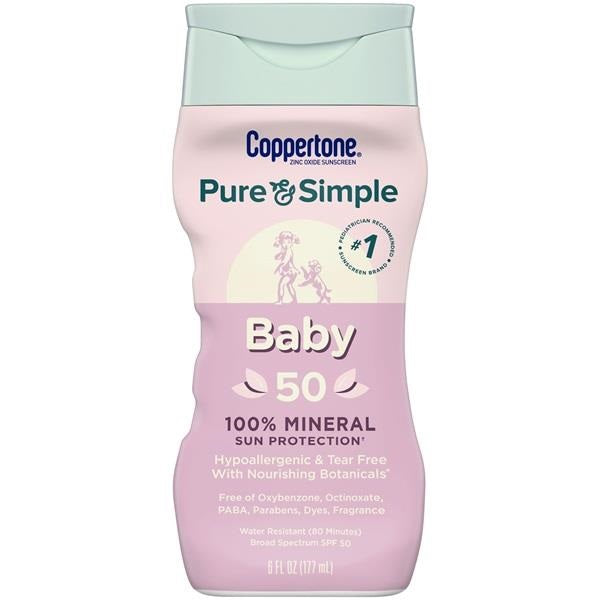 Coppertone Pure & Simple Mineral Spf 50 Lotion, 6Oz