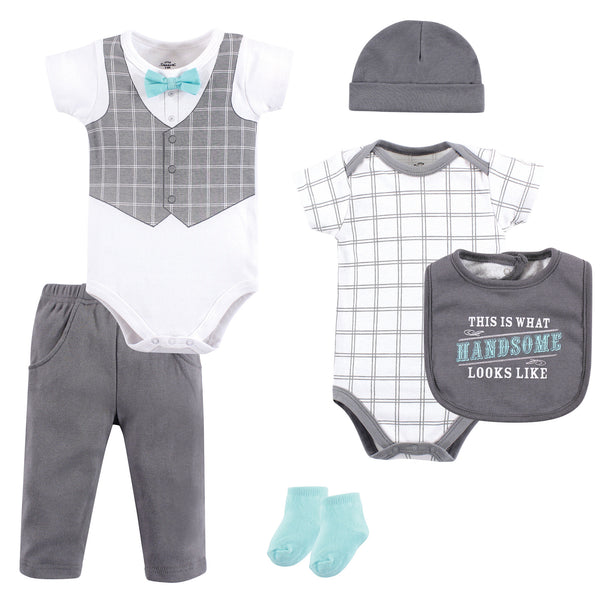 Little Treasure Baby Boy Layette 6-Piece Set, Mint Bow Tie