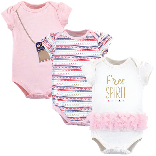Little Treasure Baby Girl Cotton Bodysuits 3-Pack, Free Spirit