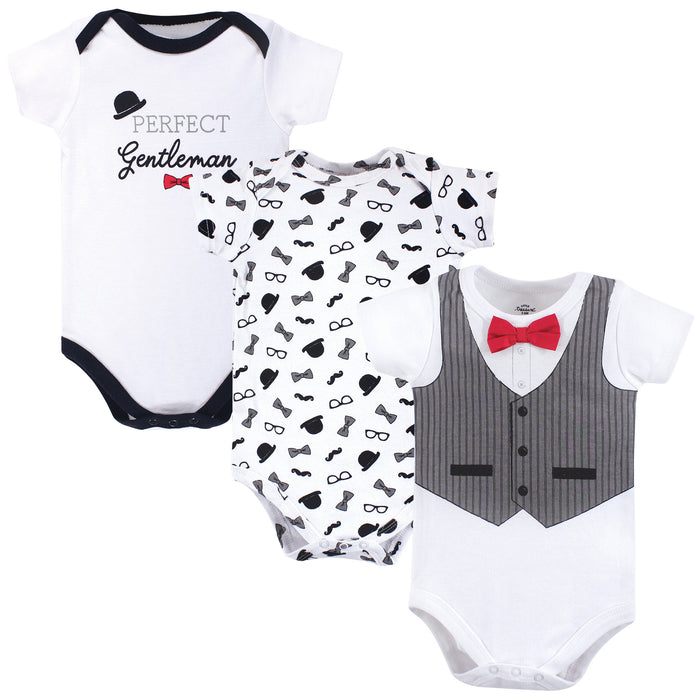 Little Treasure Baby Boy Cotton Bodysuits 3 Pack, Gentleman