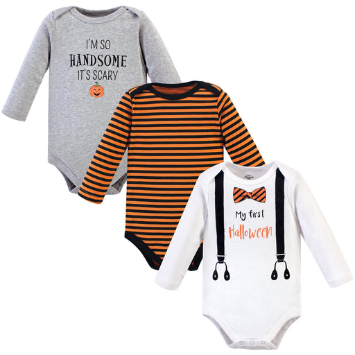 Little Treasure Baby Boy Cotton Long-Sleeve Bodysuits 3 Pack, Halloween Suspenders