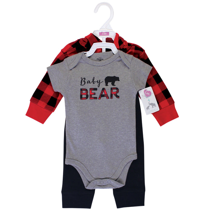 Little Treasure Baby Boy Hoodie, Bodysuit and Pant Set, Baby Bear