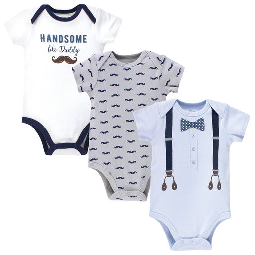 Little Treasure Baby Boy Cotton Bodysuits 3 Pack, Handsome Like Daddy
