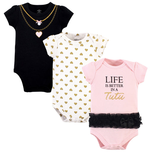 Little Treasure Baby Girl Cotton Bodysuits 3-Pack, Life In Tutu