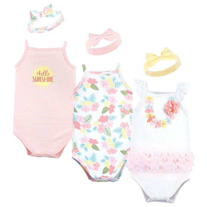 Little Treasure Baby Girl Sleeveless Bodysuit and Headband Set, Hawaiian