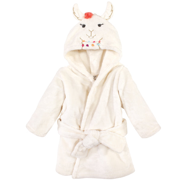 Little Treasure Baby Girl Plush Bathrobe, Llama, 0-9 Months