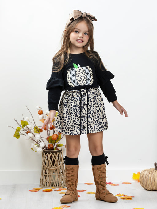 Mia Belle Girls Wild Pump-Queen Leopard Skirt Set