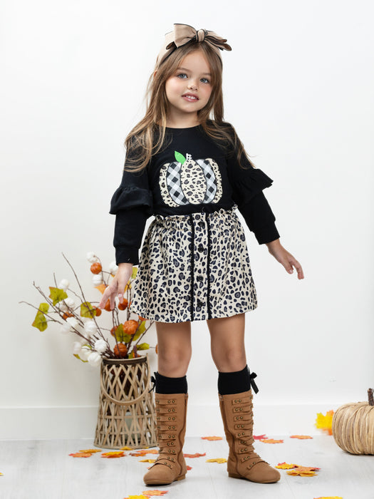 Mia Belle Girls Wild Pump-Queen Leopard Skirt Set