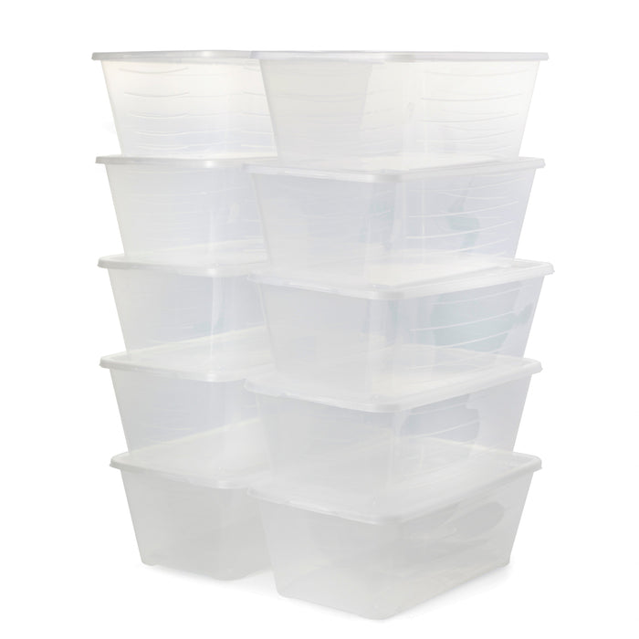 Life Story 6L Shoe and Closet Storage Box Stacking Containers, Clear (50 Pack)