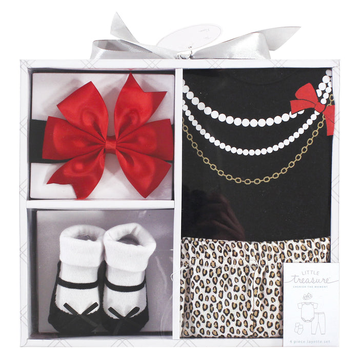 Little Treasure Baby Girl Boxed Gift Set, Leopard Necklace, 0-6 Months