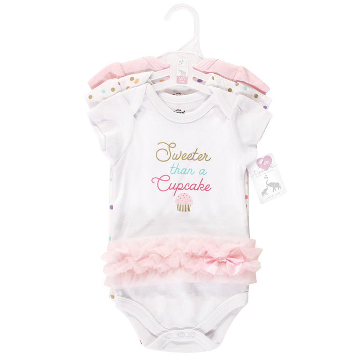 Little Treasure Baby Girl Cotton Bodysuits 3-Pack, Cupcake