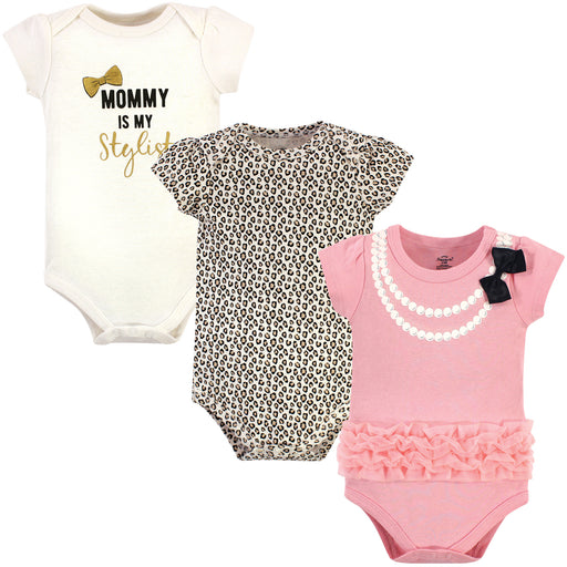 Little Treasure Baby Girl Cotton Bodysuits 3-Pack, Stylist