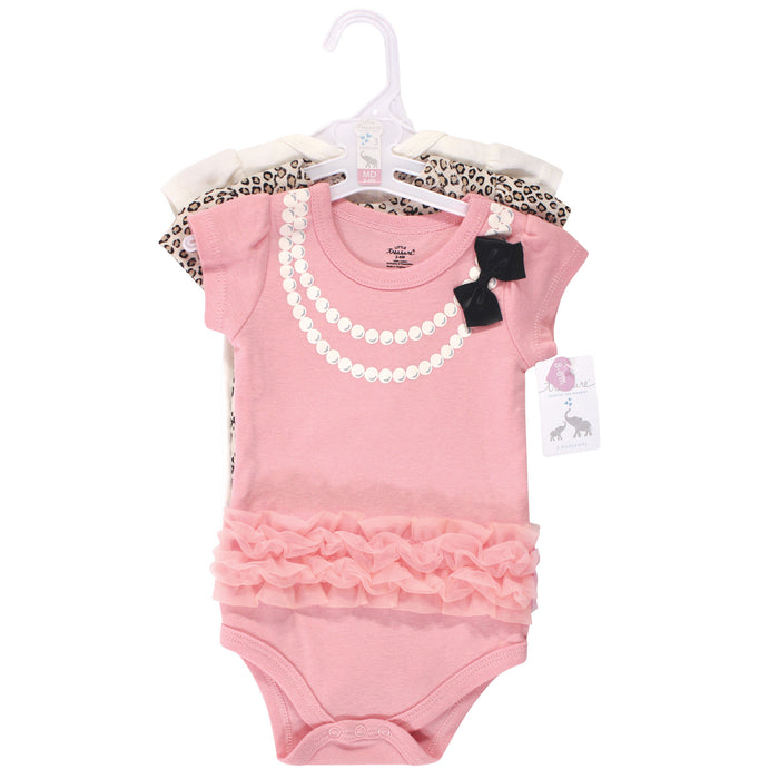 Little Treasure Baby Girl Cotton Bodysuits 3-Pack, Stylist