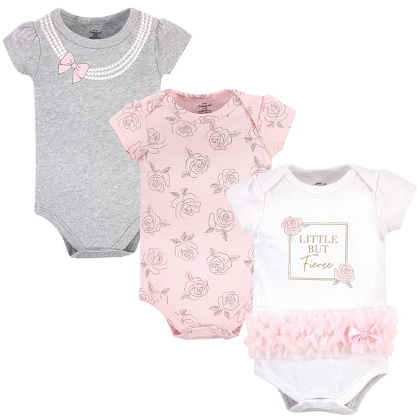 Little Treasure Baby Girl Cotton Bodysuits 3-Pack, Fierce