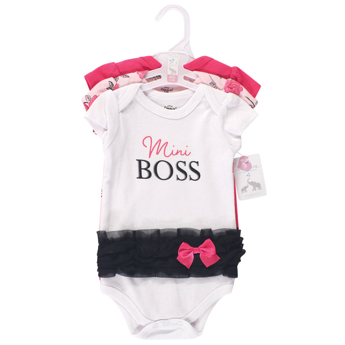 Little Treasure Baby Girl Cotton Bodysuits 3-Pack, Mini Boss