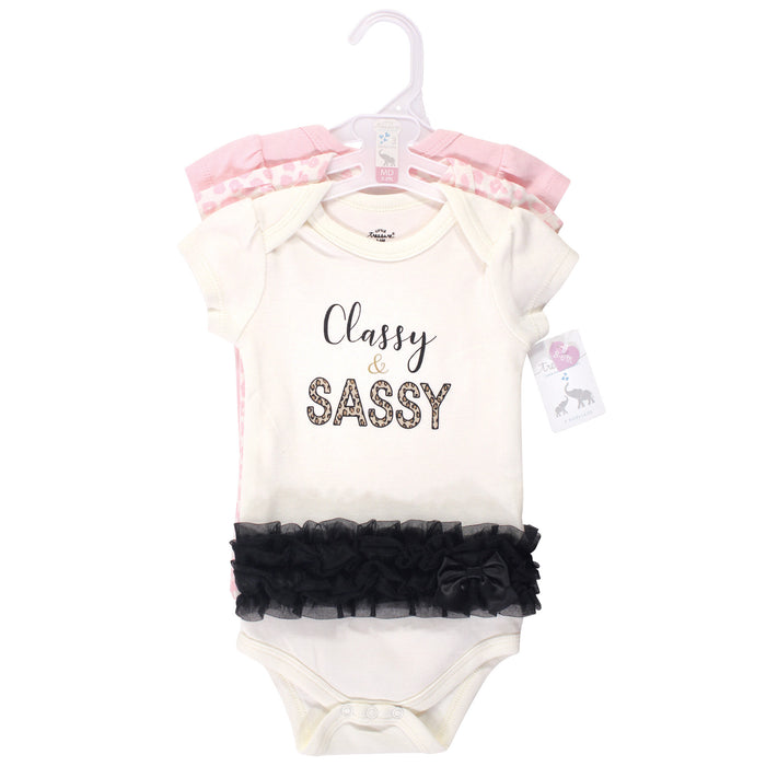 Little Treasure Baby Girl Cotton Bodysuits 3 Pack, Classy and Sassy