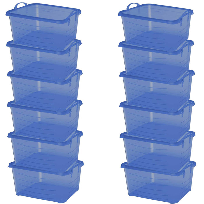 Life Story Blue 55 Quart Stackable Closet Storage Box Containers Totes (12 Pack)