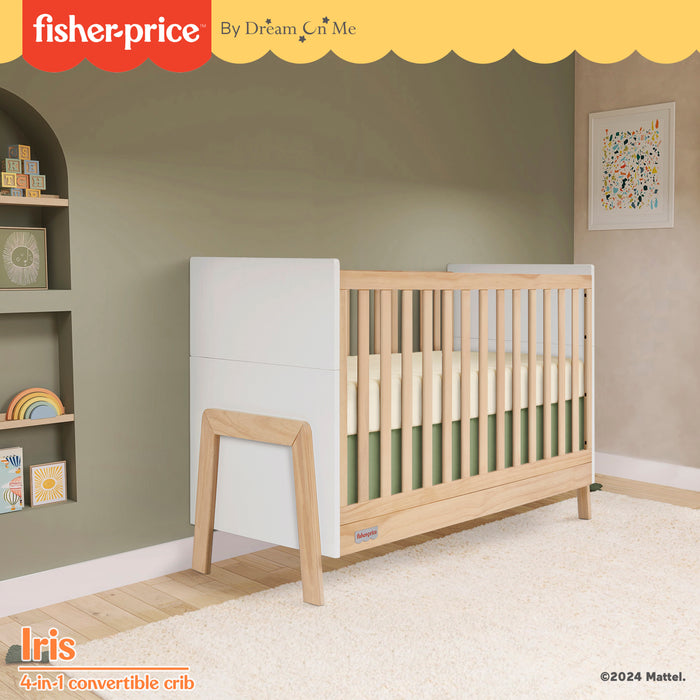 Fisher Price Iris 4-in-1 Convertible Crib by Dream On Me, White + Natural