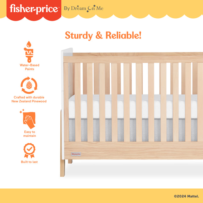 Fisher Price Iris 4-in-1 Convertible Crib by Dream On Me, White + Natural