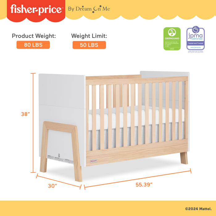 Fisher Price Iris 4-in-1 Convertible Crib by Dream On Me, White + Natural