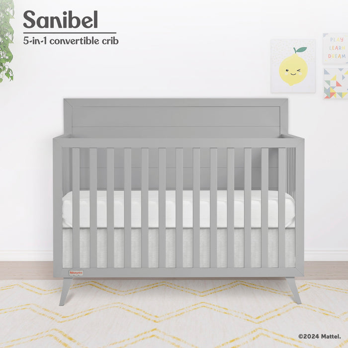 Fisher-Price by Dream On Me Sanibel 5-in-1 Convertible Crib, Pebble Grey