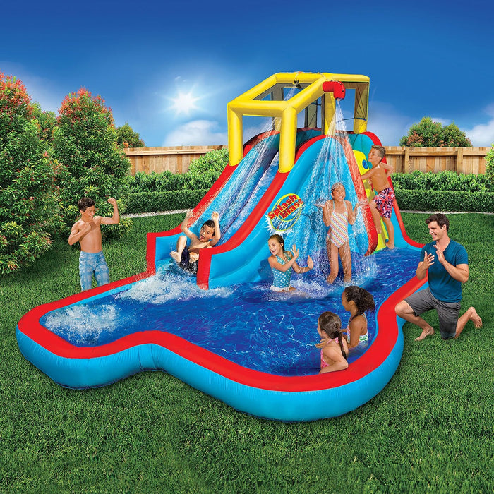 Banzai Slide N Soak Splash Park Inflatable Outdoor Kids Play Center (2 Pack)