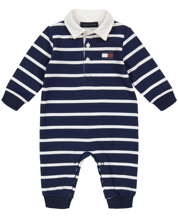 Tommy Hilfiger Baby Boy's Stripe Polo Coverall - Blue White