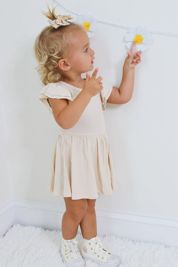 Dream Big Little Co OAT RIB DREAM CAP SLEEVE BODYSUIT DRESS