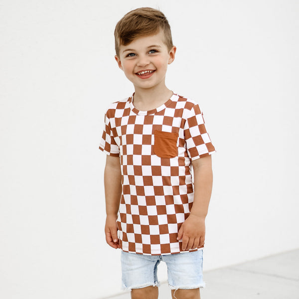 Dream Big Little Co Copper Checkers Dream Pocket Tee