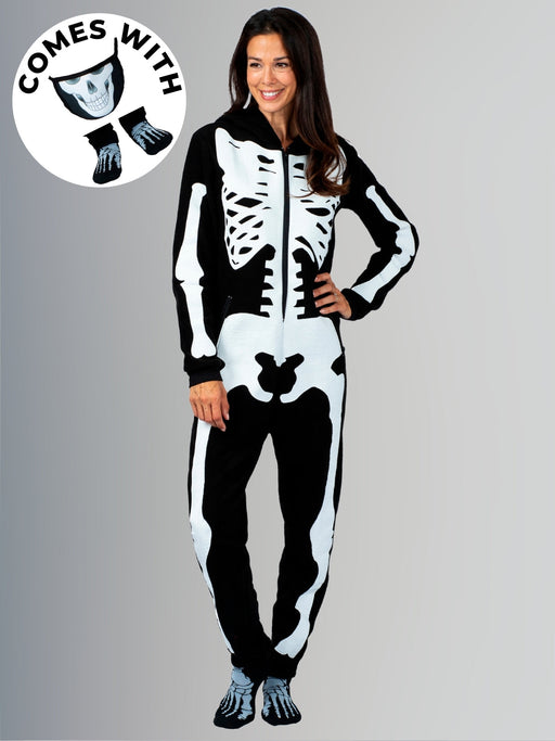 Mia Belle Girls Family Bone-afide Best Skeleton Hoodie Onesie Pajama Set