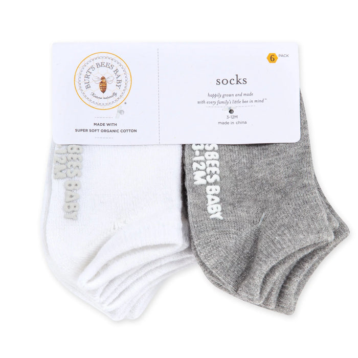 Burts Bees Solid Organic Cotton Baby Andle Socks 6 Pack Heather Grey