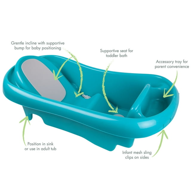 The First Years Sure Comfort Newborn to Toddler Baby Bath Tub, Teal