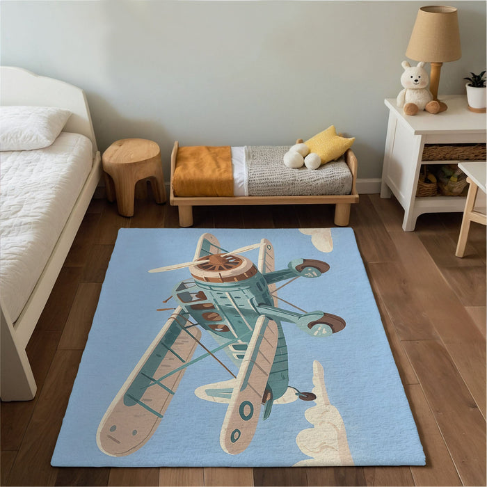 TeepeeJoy Nursery and Kids Airplane Rug - Propeller Pal