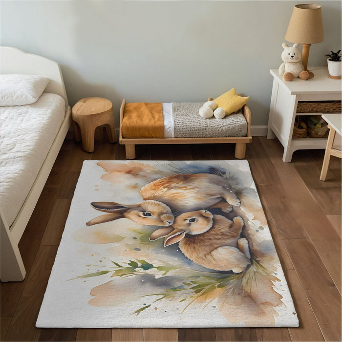 TeepeeJoy Nursery and Kids Bunny Rug - Whisker Whispers