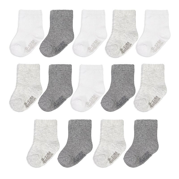 Fruit of the Loom 14 Pack Crew Socks in Grey/White