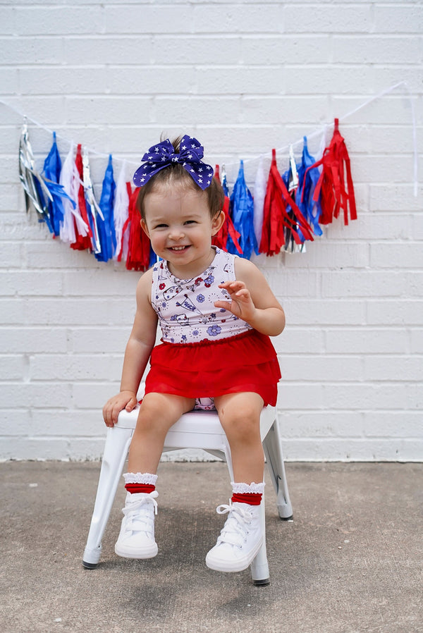 Dream Big Little Co LITTLE MISS USA DREAM TUTU BODYSUIT DRESS